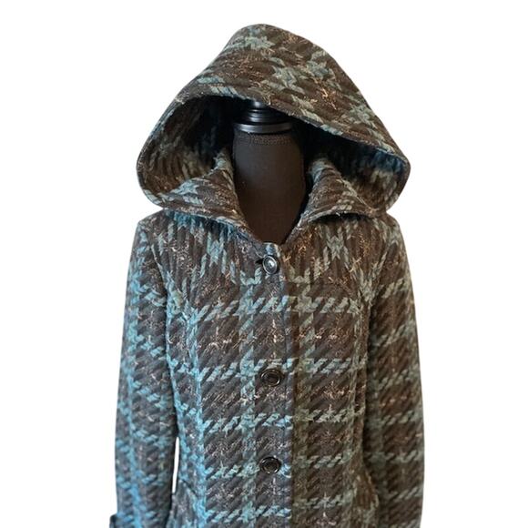 COLE HAAN Turquoise Wool Coat Size 8 - Picture 3 of 11